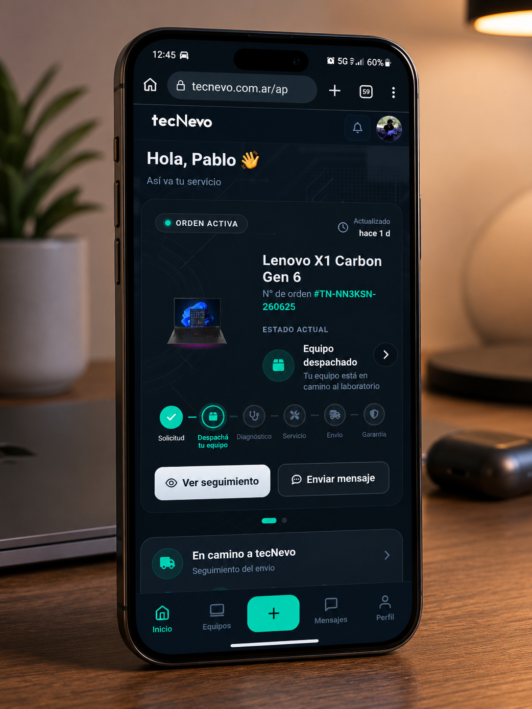 Plataforma tecNevo en el teléfono